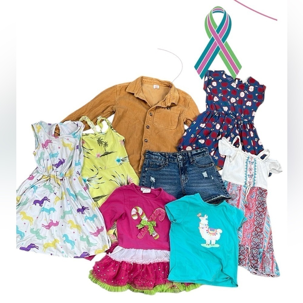 Bulk Lot of Girls Clothing Dresses Jacket Shorts Summer Sizes Small 5-8Y
